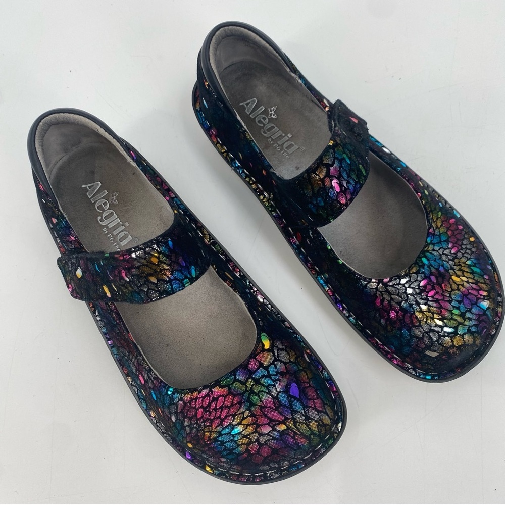Alegria Paloma Minnow Rainbow Women’s Colorful Metallic Mary Janes 37 - Picture 2 of 10